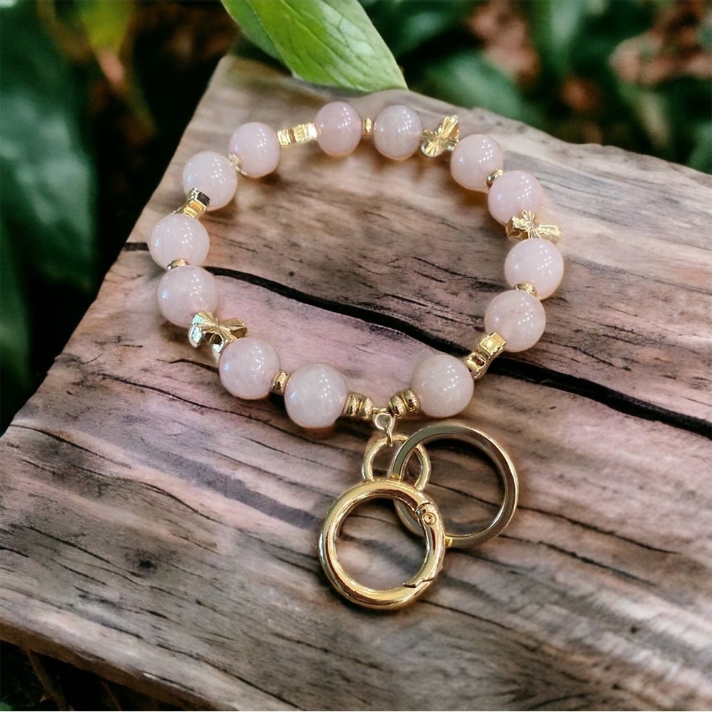 Modern Boho Pink Sunburst Bracelet Keychain